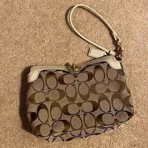 Brown & Tan Coach Wristlet- Excellent Condition